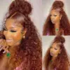 reddishbrowncurly-7 Reddish Brown Curly Wig HD Lace Front Wigs 4*4/13*4/13*6 Lace Human Hair Wig - 13x4 Lace / Yes(+) / 24inch