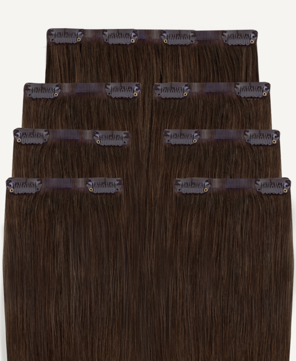 invisible clip-in hair extensions #4 medium brown. - 20" / Extra Volume