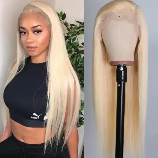 613 Blonde Straight Wig 180% Density Wig 360 Transparent Lace Front Wigs - 360 Lace / 180% / 16inch