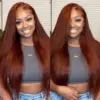 Reddish Brown Wig Straight 360 Transparent Lace Front Wigs 180% Density Wig - 360 Lace / 180% / 18inch