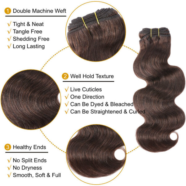 sunber-chocolate-brown-color-4-human-hair-weave-body-wave-hair-bundles-texture-details Flash Sale Sunber Chocolate Brown Body Wave Hair Bundles #4 Straight Human Hair Weave 3 Pcs For Clearance Sale - 24 26 26 / Body Wave