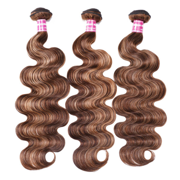 Sunber Ombre Blonde Highlight Body Wave 3 Bundles Human Hair Weave Extensions - 26 26 26