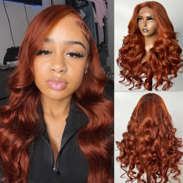 sunberCopperBrownlacewig04_6e74d460-3df0-4848-8049-5f1e3a24172b 50% OFF Sunber Copper Brown Body Wave 13x4 Lace Front Wigs Pre-Plucked With Babyhair - 20 / 150%