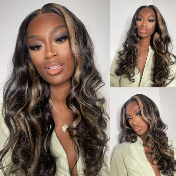 sunberTN27Lacewig03_461daa99-55fd-411b-8e6b-fdb458a25915 Extra 70% Off Sunber 7×5 Bye Bye Knots Chocolate Brown With Blonde Highlights Pre-Cut Lace Body Wave Wig - 18 / 13×4 Pre-Everything