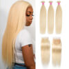sunber_hair_blonde_hair_bundles_straight_hair_bundles_with_lace_closure Sunber Hair 3 Bundles 613 Blonde Straight Human Hair Weaves With 4X4 Lace Closure - 16 18 20+16