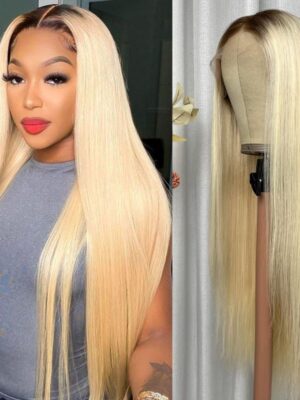 sunberblondelacefrontwig_4_f1a211ed-9b72-4325-92e1-5ba23570fcfd Sunber Blonde With Dark Roots Butterfly Haircut 13x4 Lace Front Wigs - 22
