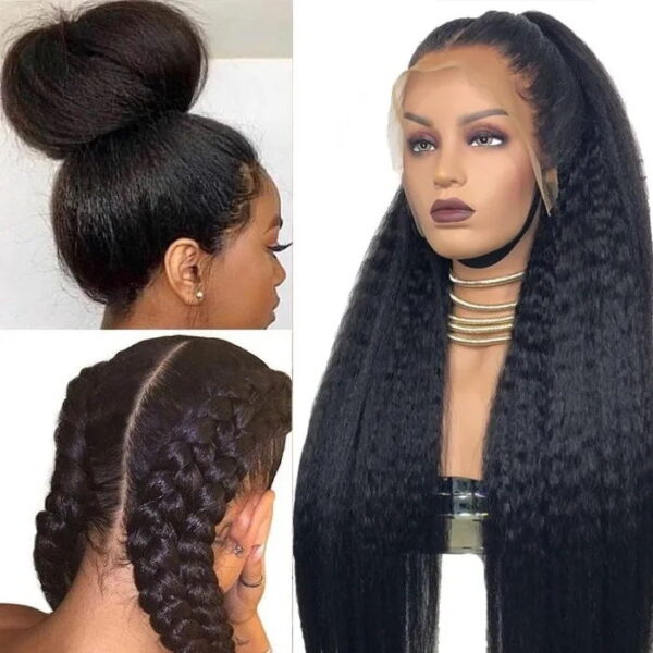 Extra 70% OFF | Sunber 4C Kinky Straight Lace Wig 13X4 Lace Front Human Hair Wigs With Baby Hair - 24 (Free Gifts Value ) / Kinky Edge 13*4 Lace Fr
