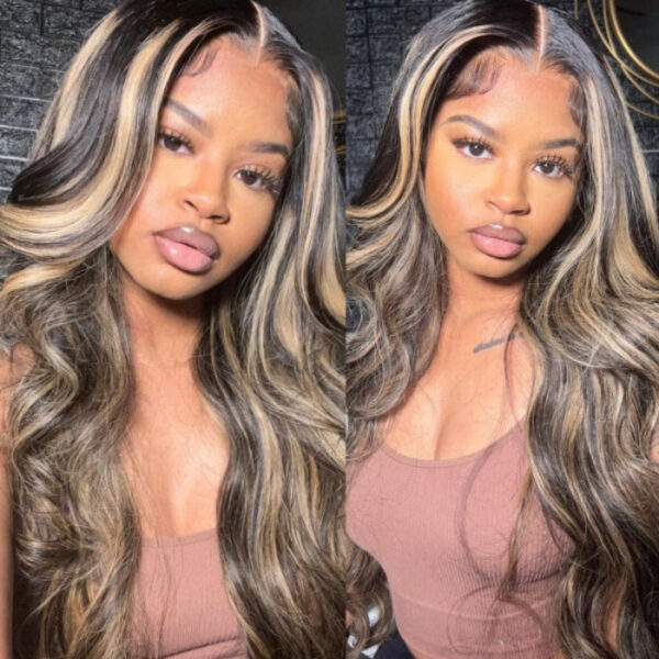 sunberlacefrontwig02_4818cf58-0ea2-46bc-9828-a10ce7839771 Extra 70% Off Sunber 7×5 Bye Bye Knots Chocolate Brown With Blonde Highlights Pre-Cut Lace Body Wave Wig - 18 / 13×4 Pre-Everything