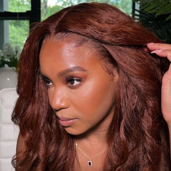 sunberlacefrontwig4_1_c7c792ff-ae50-481b-b216-b323d4bbed45 Extra 70% OFF |Sunber Reddish Brown 13*4 Lace Front Wig Kinky Straight Dark Auburn Copper Color Human Hair Wigs - 13*4 Lace-Kinky Straight / 16