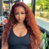 BOGO Sunber Reddish Brown Wet And Wavy 13*4 Lace Front Wigs Water Wave Pre-Plucked Human Hair Wigs - 22 / 13*4 Lace Frontal