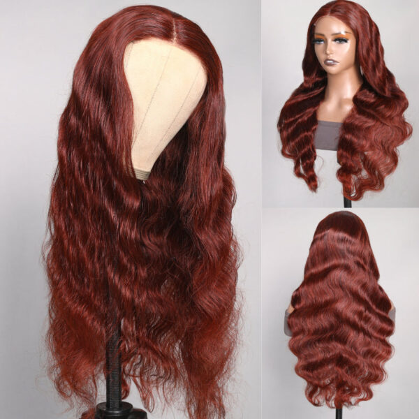 sunberpre-cutlacewig Sunber Body Wave Put on and Go Reddish Brown 7x5 Bye Bye Knots Pre-Cut Lace Human Hair Wigs With Pre-Plucked - 16 / 7*5 Bye Bye Knots / With Baby Hair