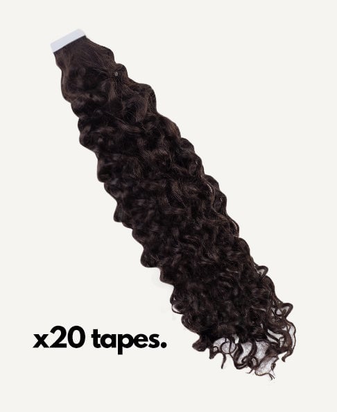 tape-curly-2_237204da-40c8-47e7-9171-280bda6b57e5 curly tape-in hair extensions #2 chocolate brown. - 14"/50g / Regular