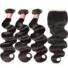 transparent_5-5_closure Sunber Hair Body Wave Transparent 5*5 Closure With Virgin Hair Weave 3 Bundles - 8 8 8+10 / Free Part