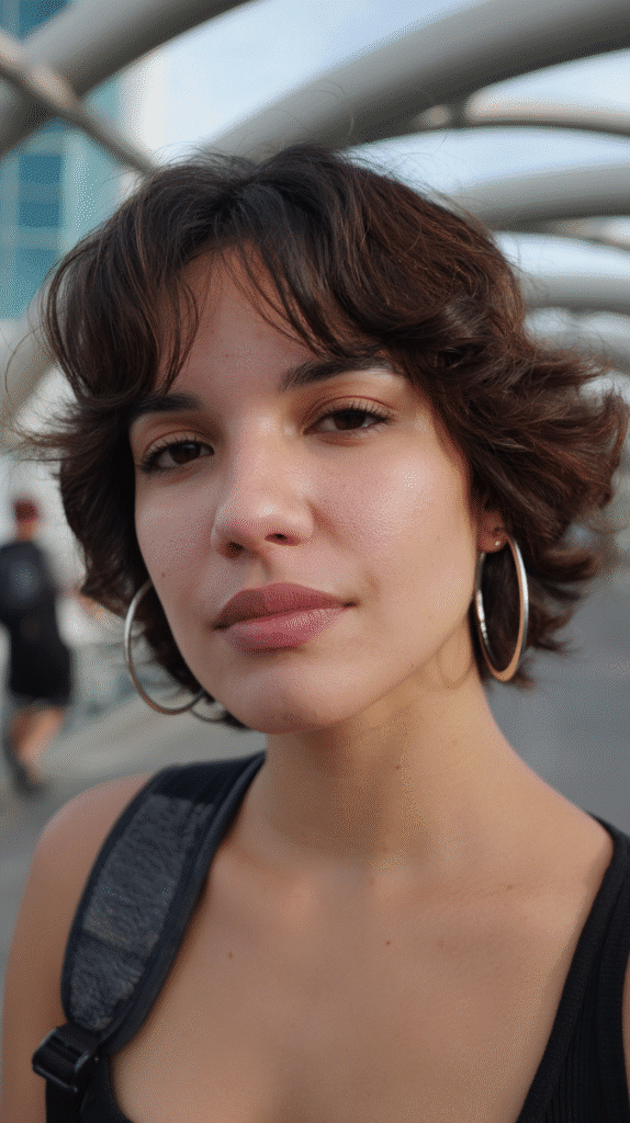 Playful asymmetrical short shag haircut with uneven layers, offering a modern and creative twist.