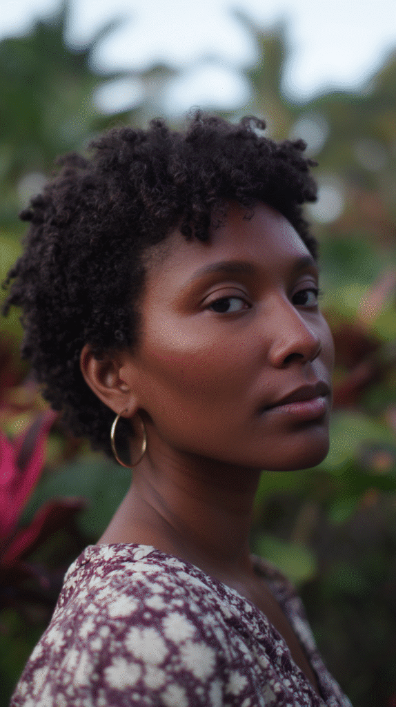 Naturally curly hair styled into a short shag cut, enhancing bounce and volume while embracing texture.