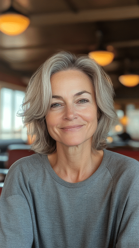 Bob with flicked-out ends giving a retro twist and youthful energy.