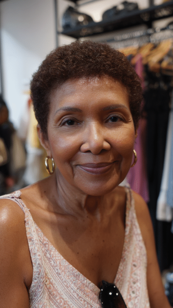 Short wedge cut with stacked layers at the back and a gentle angle toward the chin.