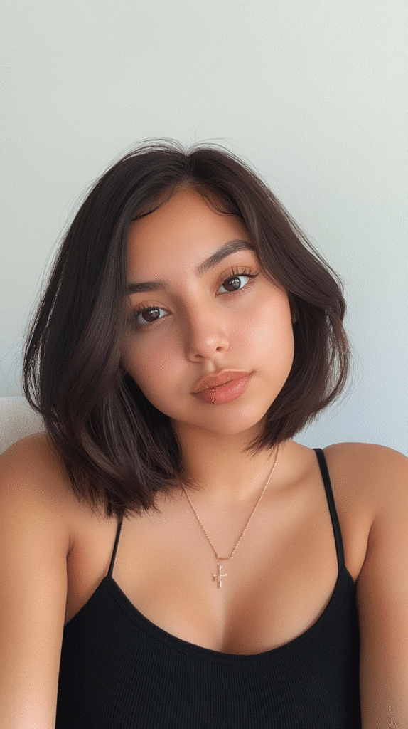 Asymmetrical bob cut longer on one side for a bold look.