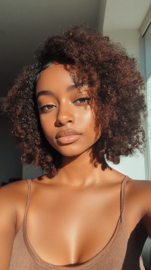 Defined twist-out curls styled in a neat bob