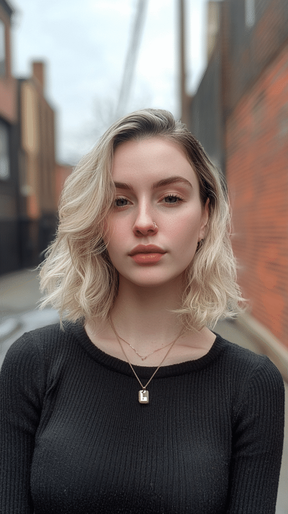 Side-parted coiled curls with structured drop fade