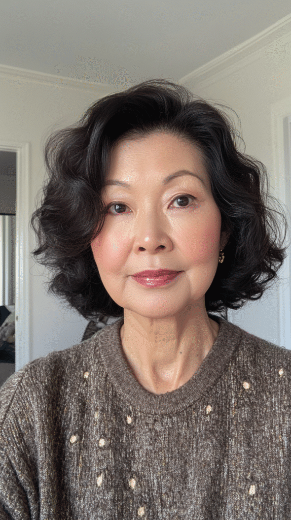 Woman with a bob curled under at the ends for a polished, classic appearance.
